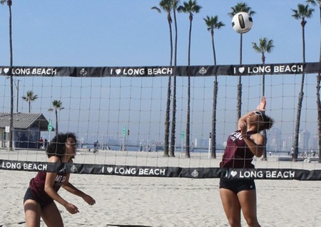 Malia Carr/Shalanne Palos in the inaugural Beach Volleyball match.