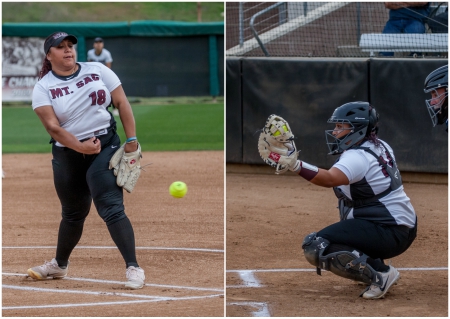 Olvera Twins Pitch/Hit Mt. SAC Softball to 7-1 Victory over L.A. Harbor