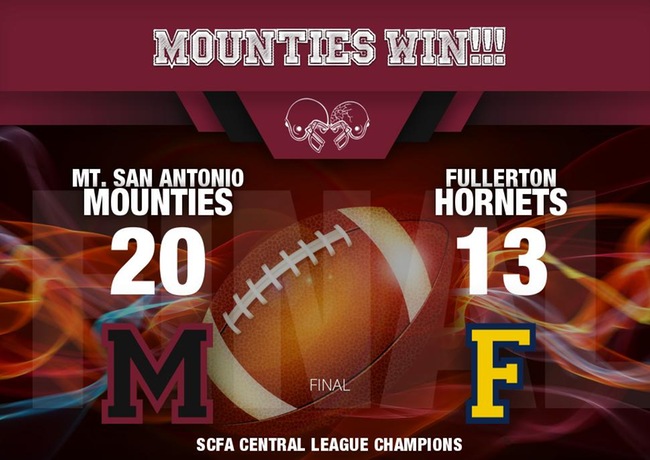 Mt. SAC Football Captures Conference Title With 20-13 Win Over Fullerton
