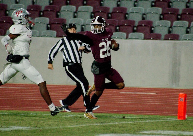 Mountie Wide Reciever Jaden N. Allen with five catches for 99 yards and a touchdown (Photo Courtesy of Ken Mclin)