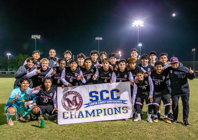 The Mt. SAC Men's Soccer Team Clinches the 2025 South Coast Conference North Division Title.