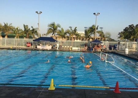 Mt. SAC Men's Water Polo warming up before game