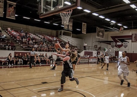 Mt. SAC Women's Basketball Guard Tiana Douglas for 2 of her 10 points on the night.