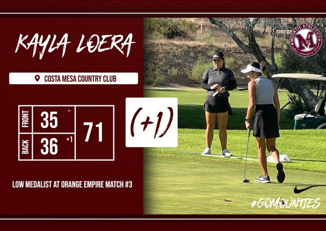 Mountie Women's Golfer Kayla Loera low medalist at Costa Mesa Country Club - OEC Match No. 3