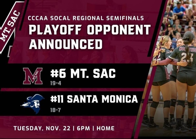 Mt. SAC Women's Volleyball Enters Play-Offs as No. 6 Seed