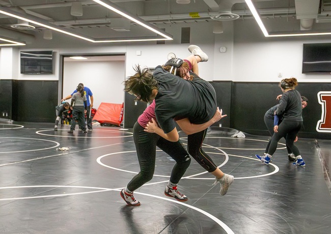 Mounties Women's Wrestling Team prepares for the 2025 season with an intense practice session.