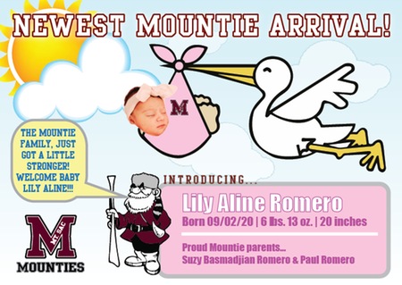 Graphic Welcoming Baby Lily Alene Romero to the Mountie Family!